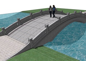 过河石头拱桥设计SU(草图大师)模型
