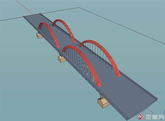 双红过江桥建筑su模型