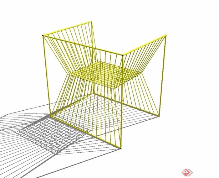 简约园林景观铁艺座椅设计su模型