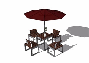 现代详细户外特色伞桌椅素材SU(草图大师)模型