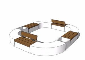 园林景观休闲区坐凳设计SU(草图大师)模型