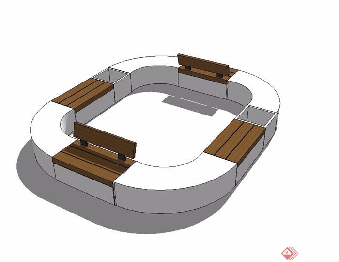 园林景观休闲区坐凳设计su模型