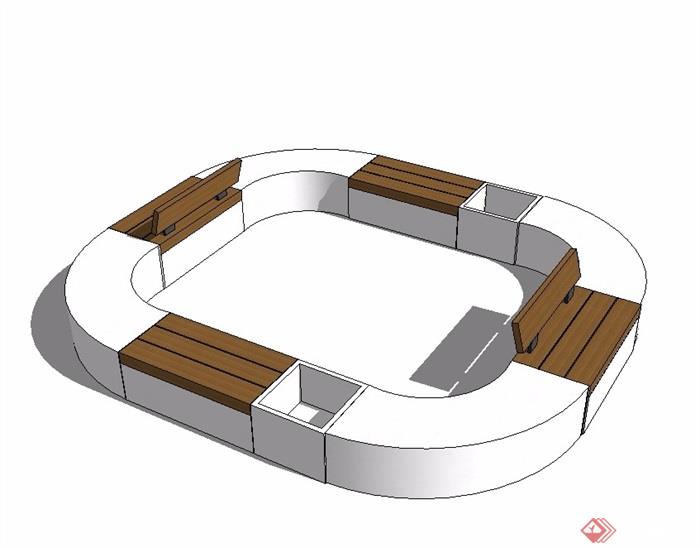 园林景观休闲区坐凳设计su模型