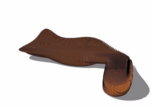 防腐木详细的异形坐凳素材设计SU(草图大师)模型