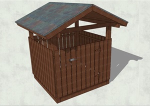 小木屋式垃圾箱SU(草图大师)模型
