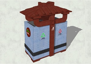 中式风格分类垃圾箱SU(草图大师)模型