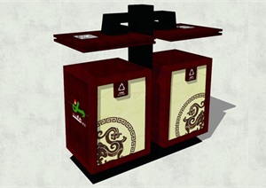 中式古典风格分类垃圾箱SU(草图大师)模型