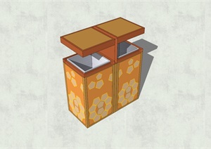 现代风格方形分类垃圾箱SU(草图大师)模型