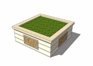 某欧式方形种植树池设计SU(草图大师)模型