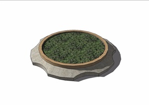 现代风格详细圆形种植树池设计SU(草图大师)模型