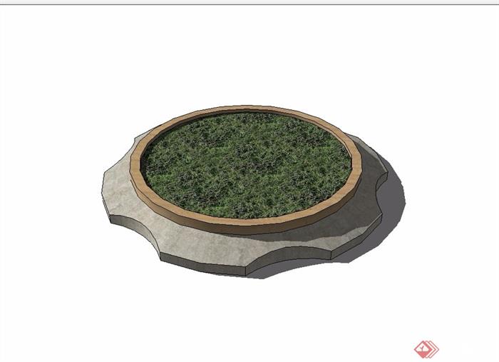 现代风格详细圆形种植树池设计su模型