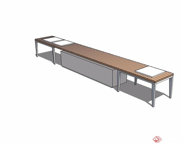 现代风格长条坐凳su模型