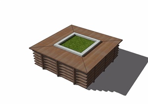 现代风格详细完整的种植树池设计SU(草图大师)模型