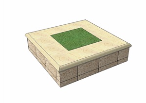 方形详细完整的种植树池设计SU(草图大师)模型
