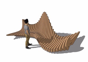 某现代异形木质座椅设计SU(草图大师)模型