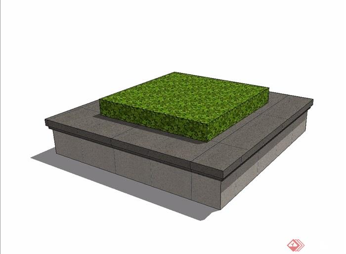现代风格详细的方形种植树池设计su模型[原创]