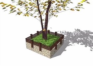 现代风格详细的树池设计SU(草图大师)模型