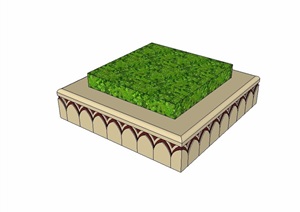 现代园林景观方形树池SU(草图大师)模型
