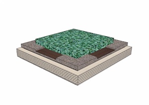 现代风格方形种植花池设计SU(草图大师)模型