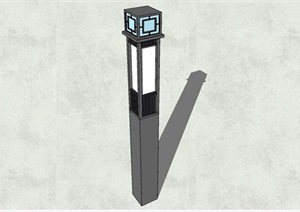 新中式风格顶部雕花柱形灯柱SU(草图大师)模型
