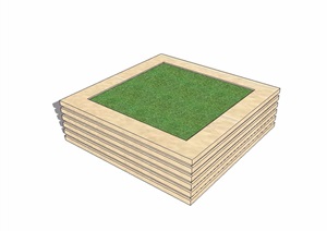 方形现代详细经典的树池SU(草图大师)模型