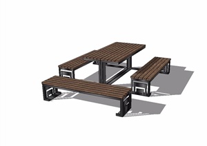 现代风格详细的桌凳组合SU(草图大师)模型