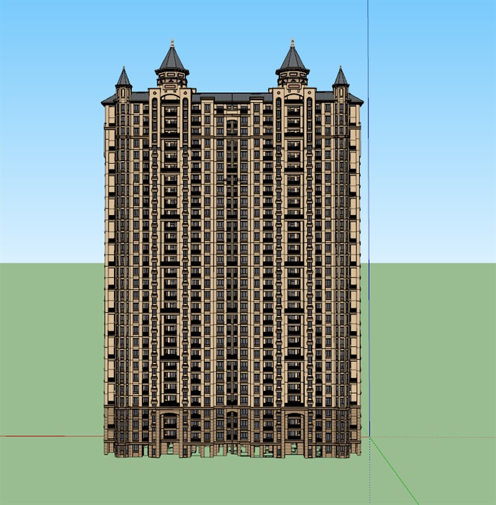 某欧式详细完整的高层建筑楼设计su模型