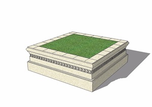 经典的方形树池设计SU(草图大师)模型