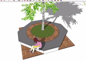 某现代风格详细的树池素材设计SU(草图大师)模型