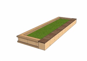 现代长方形树池SU(草图大师)模型