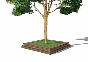 方形园林景观树池设计SU(草图大师)模型