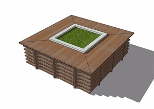 防腐木包裹的树池设计SU(草图大师)模型