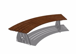 现代详细的弧形坐凳设计SU(草图大师)模型