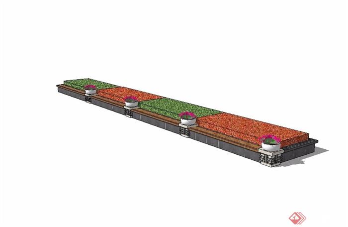 现代种植花池模型