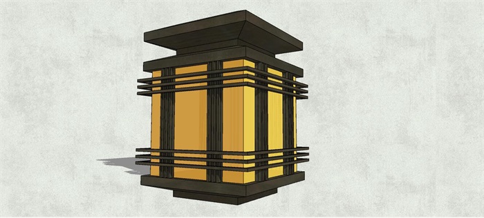 新中式木条装饰柱形地灯SU模型