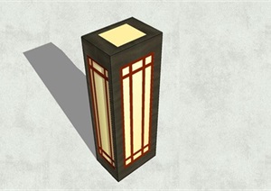 新中式木条装饰柱形灯SU(草图大师)模型