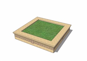 园林景观方形种植树池SU(草图大师)模型