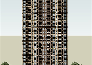 某欧式详细的高层住宅建筑楼设计SU(草图大师)模型