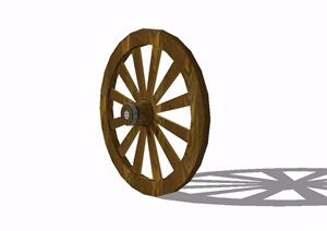 木车轮小品素材设计SU(草图大师)模型