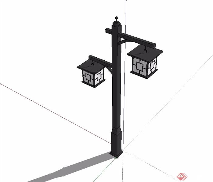 路灯中式详细素材设计su模型