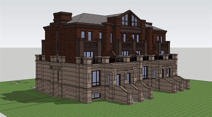 新古典复式住宅楼建筑设计su模型