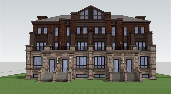 新古典复式住宅楼建筑设计su模型