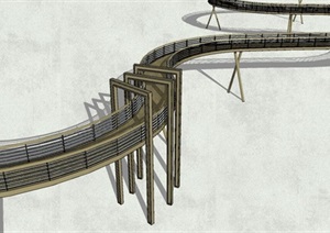 现代风格曲线天桥栈桥设计SU(草图大师)模型