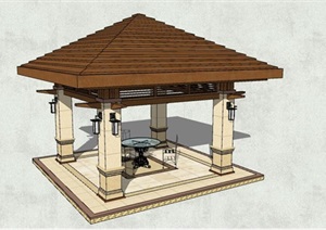 精品欧式景观亭及桌椅组合SU(草图大师)模型