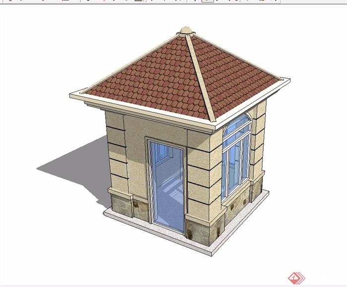 某欧式岗亭详细素材设计su模型