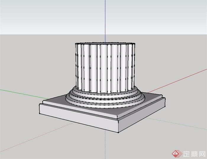 欧式柱子基座素材设计su模型