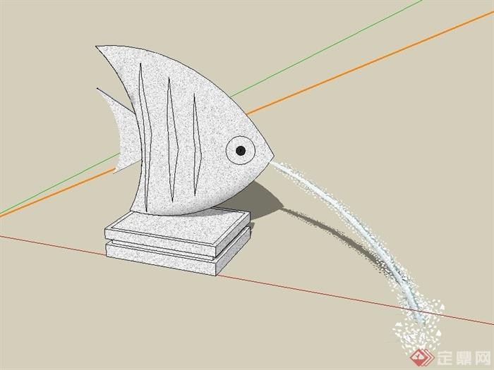 喷泉鱼雕塑素材设计su模型