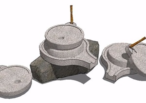 石磨组合素材SU(草图大师)模型
