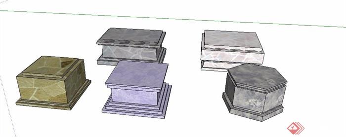 5款雕塑台座底座su模型