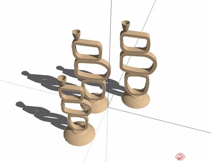 现代景观详细小品抽象雕塑su模型